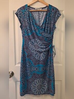 Evan Picone Blue Paisley-Print Dress